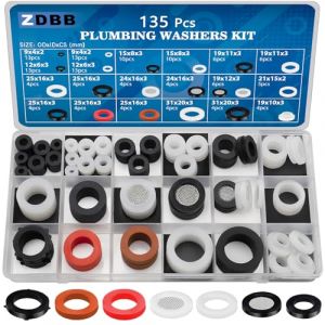 ZDBB 135 PCS Plomberie Laveuses en caoutchouc Kit assorti et assortiment d'assortiment de joint en silicone plat avec filtre à écran pour les lavers de douche du robine (Winkkipag, neuf)