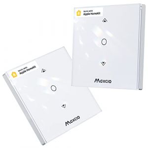 Maxcio HomeKit Interrupteur Volet Roulant Connecté, Interrupteur WiFi pour Rideaux Compatible avec HomeKit/Alexa/Google Home, Commande Vocale, Contrôle à Distance, Minuterie et Partage, 2 Packs (Maxcio Smart Mall, neuf)