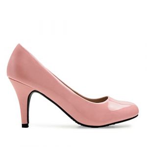Andrés Machado - Élégants Escarpins rétro pour Femme/Adolescent pour l´été et l´Hiver - AM422 - Bout Arrondi en Vernis - Modèle Taille Petit - Talons Fins - Verni Rose - EU 37 (Andrés Machado, neuf)