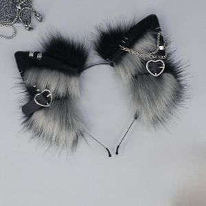 Harajuku Pendentif en métal pour femme avec oreilles de renard et oreilles de loup Gris (liaoheng uk, neuf)
