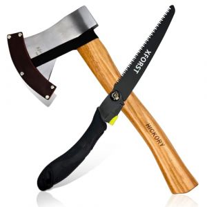 Xforst Set Hache Forestière X-UW800 + Scie Pliante X-FS24 – Ensemble Premium pour Forêt & Jardin | Hache avec Manche en Hickory + Scie Pliante 19,5 cm | avec Étui (Xforst Store, neuf)