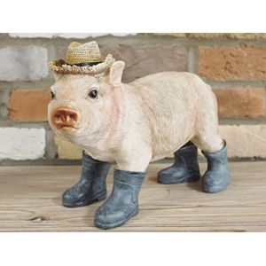 giftwarez Statue de jardin vintage en résine en forme de cochon (Tatty Goose, neuf)