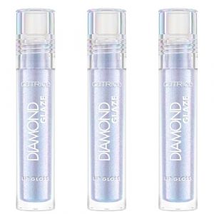 Catrice Diamond Glaze Lip Gloss, n&deg; 010, argent, r&eacute;sultat imm&eacute;diat, brillant, holographique, scintillant, vegan, sans parab&egrave;nes, sans microplastiques, sans nanoparticules, lot de 3 (3 x 3 ml) (PURISH &ndash; your beauty dealer, neuf)