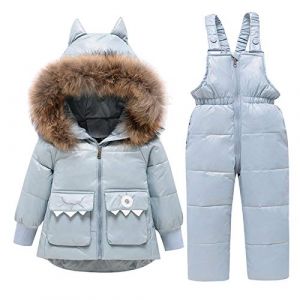 amropi Combinaison de Ski Bébé Filles Veste de Duvet à Capuche et Pantalons de Neige 2 Pièces Hiver Ensemble de Ski Bleu Clair,2-3 Ans (YunBao Footwear Trade, neuf)