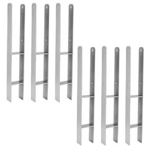 Ansobea Lot de 6 supports de poteau en H - Ancrage en H - En acier - Pour poteaux, clôture, abris de voiture, maisons sur pilotis (Big Bird GmbH, neuf)