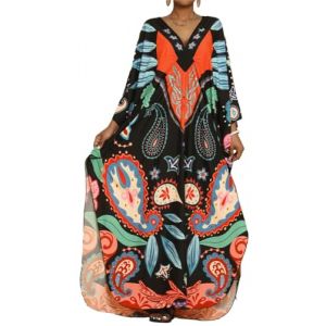 Bsubseach Caftan Cover Ups pour Maillots De Bain Femmes Robes Kaftan Maillot De Bain Imprimé Ethnique Cover Up Tenues De Vacances Coloré (Bsubseach-EU, neuf)