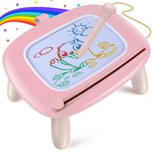 Smasiagon Ardoise Magique Enfant, Tableau à Dessin Magnétique D'écriture Effaçable Colorée avec Pieds de Support, Cadeau Jouet Educatif pour 1 2 3 Ans Bambin Filles (Rose Clair) (prouder, neuf)