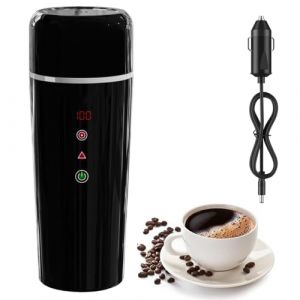 Bouilloire &Eacute;lectrique pour Voiture, 12v 24v Petite Bouilloire de Voyage, Portable Thermos Tasse Chauffant de Voiture Camions et Taxis Allume Cigare pour Th&eacute; Eau Caf&eacute; Lait, Acier Inoxydable 304,420 ml (Yuyuetech, neuf)