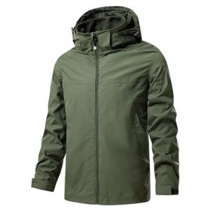 G&eacute;n&eacute;rique Blouson Homme Capuche Zipp&eacute;e Veste Softshell Randonn&eacute;e Hiver Grande Taille Vestes Cargo Bombers Col Mao Coupe Vent Manches Longues avec Poches Automne Jacket Vert arm&eacute;e 5XL (TYHONEYS, neuf)