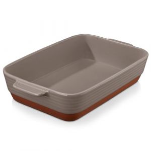 MALACASA Plat à lasagnes pour four de 4,5 l, plat à lasagnes en céramique marron de 22,9 x 33 cm avec poignées, plat de cuisson rectangulaire profond pour rôtir, série TARA (MALACASA Elegant Tableware Store, neuf)