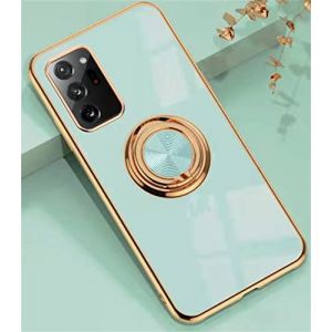 Alihtte Coque pour Samsung Galaxy Note 10 Plus, avec magnétique Anneau Rotatif à 360 ° Mince Coque Antichoc Silicone avec Plaque métallique, Aimant Support de Voiture Housse Bumper, Cyan (Lichttech, neuf)