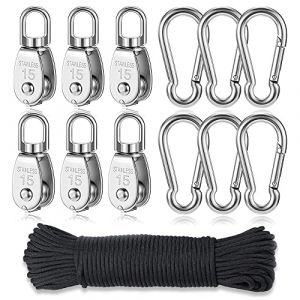 Poulie En Acier Inox 304,Poulie De Levage Avec Corde,Bloc De Poulie Pivotante,Crochet &agrave; Poulie Simple,Poulie En Acier Inoxydable,Corde De Levage C&acirc;ble,Corde Poulie,Bloc De Poulie,Poulie (TUIBEI, neuf)