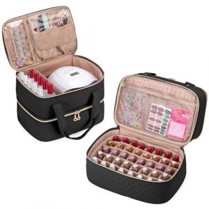YARWO Sac pour Une Lampe UV Sèche Ongles et 50 Flacons de Vernis à Ongles (15ml / 0.5 FL.oz), avec Séparateurs Ajustables pour Accessoires de l’Art à Ongles, Conception Brevetée, Noir (Sac Vide) (KUNBO EU, neuf)