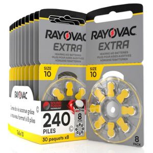 240 Piles pour appareils auditifs Rayovac Extra 10. Technologie Sound Fusion - 30 Ampoules de 8 Piles (Eurocali, neuf)