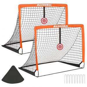 Cage de Foot, Set de 2 But de Foot Enfant Exterieur, Goal de Foot Enfant avec Cible Suspendue, But de Foot Exterieur pour Enfant Jardin Entrainement Football Cadeau - 120x90x90CM (BaseGoal Stor, neuf)