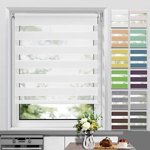 Allesin Store Enrouleur Jour Nuit sans Perçage, Facile à Installer avec Clips pour Fenêtre ou Porte, 80l x 140L cm, Blanc (Allesin FR Store, neuf)