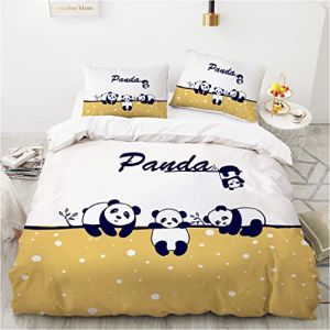 Wintdeer Parure de Lit Panda Géant - 3 Pièces,Housse de Couette 220x240cm avec 2 Taies d'oreiller 65x65cm,Parure de Couette 2 Personnes,Fermeture Éclair Cachée,Panda#A5 (WINTDEER, neuf)