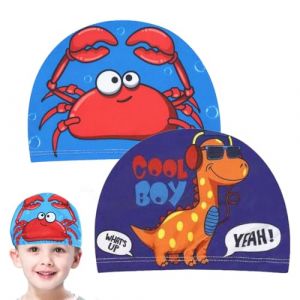 Bonnet De Bain Enfant, 2 Pièces Bonnet De Piscine Enfant, Bonnet De Bain Enfant Tissu, Bonnet Bain Enfants, Bonnet Piscine Enfant, Bonnets de Bain Mignons Enfants (CHANGWEI UKSTORE, neuf)