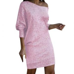 Rrongwn Robes &agrave; Paillettes pour Femmes - Robe Glitzer de F&ecirc;te - Robe de Mariage - Robe de Cocktail - Robe &Eacute;l&eacute;gante et Sexy - Robe de Mariage Manches Longues - Robe de F&ecirc;te - Robe &agrave; Paillettes - Tenue (Mibsaw, neuf)