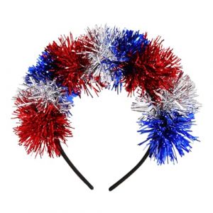 Bandeau ray&eacute; rouge blanc bleu jour de l'ind&eacute;pendance - Bandeau am&eacute;ricain - D&eacute;corations USA - Franges - Drapeaux am&eacute;ricains - Accessoires pour cheveux (bleu, taille unique) (jksmyx, neuf)