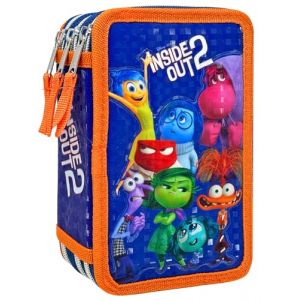 Clondo Trousse 3D à 3 Compartiments pour Fille, pour Vice-Versa Fans, Triplement Garnie, 44 Accessoires pour l'École Primaire, 3 Fermetures Éclair, 20 cm, pour Inside Out Fans (clondo, neuf)