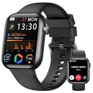 Montre Connect&eacute;e Femme Homme, 1.83" Smartwatch avec Appel Bluetooth, Tensiom&egrave;tre/Fr&eacute;quence Cardiaque/SpO₂/Sommeil, Podometre, 123+ Mode Sport, Etanche IP68 Sport Bracelet Connect&eacute; pour Android iPhone (RLQA-US, neuf)