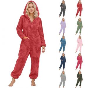 Pyjama Combinaison Femme Hiver Pilou, Unisexe Grenouill&egrave;re Adulte Pyjama Pilou Pilou Onesies Cosplay Costume Nouveaut&eacute; Combi Pyjamas Peluche Confortable V&ecirc;tements De Maison Carnaval Costumes Siamois (FATUS, neuf)