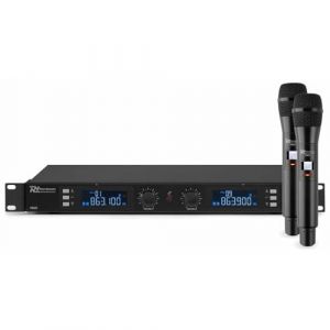 Power Dynamics PD632H - Set Micro sans Fil UHF, 2 Microphones, 2x 20 Canaux, Transmission Infrarouge, Livré dans un Flightcase en Aluminium, Parfait pour Présentations et Chant (Sono Matériel, neuf)