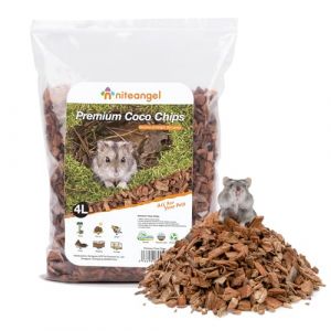 Niteangel Litière Naturelle pour Hamsters Nains syriens, gerbilles, Souris, Degus ou Autres Petits Animaux à Base de Coco/Cork. (Éclats de Coco) (NiteangelPet, neuf)