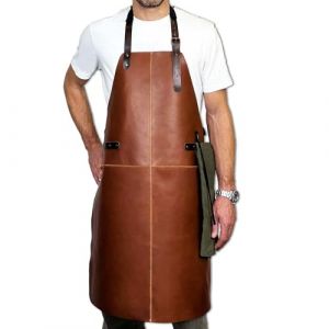 REDSALT® tablier en cuir 100% chèvre 84x62cm brun extra léger | tablier professionnel barbecue | tablier de travail | cuisine gastronomie bar barista bbq (STYLE AGENTS, neuf)
