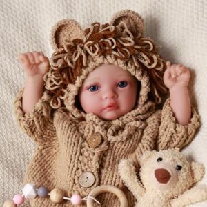 BABESIDE Poupées Reborn 17 Pouces (43 cm) Bébé Fille Réaliste Poupée Nouveau-né Réaliste en Tissu Doux Yeux Ouverts Tenue de Lion et Cheveux Peints Ressemble à Un Vrai Bébé (SIDE-baby, neuf)