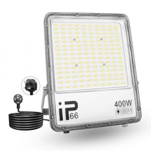PICAA Lumi&egrave;re LED Ext&eacute;rieur 400W, 40000LM, Blanc Froid 6500K, Projecteur LED S&eacute;curit&eacute; IP65 &Eacute;tanche, Lumi&egrave;re de Travail LED pour Porte d'Entr&eacute;e, Entrep&ocirc;t, Parking, Cour, Rue avec Prise (2 Pi&egrave;ce) (BEISHUO-UK, neuf)