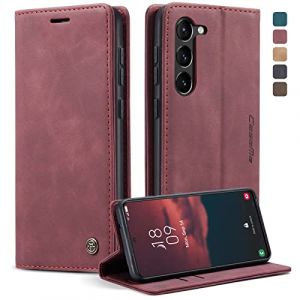 Phernykas Coque pour Samsung Galaxy S23 5G &Eacute;tui Wallet Cover, Housse Flip en Cuir Premium PU Portefeuille Case, [Fentes pour Cartes] [Magn&eacute;tique] [Antichoc] [Kickstand] Housse Samsung S23 Case, Rouge (Phernykas, neuf)