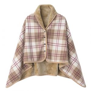 NaLatia Poncho Ch&acirc;le Femme &Eacute;charpe Cape &Eacute;paissie El&eacute;gant Chaud Hiver Foulard Chaud Ouverture Plaid Imprim&eacute; Pull Manteau Poncho Tartan Style avec Boutons Couverture &agrave; Carreaux Cadeau de No&euml;l (GUnakd, neuf)