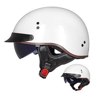 ACLFFSHOP Demi Casque De Moto, Casque Jet Rétro, Casque Bol Moto Homologué ECE, Casques Vintage à Face Ouverte, avec Pare-Soleil et Doublure Intérieure Amovible, pour Vélos Motos Scooter (GXPgxp, neuf)