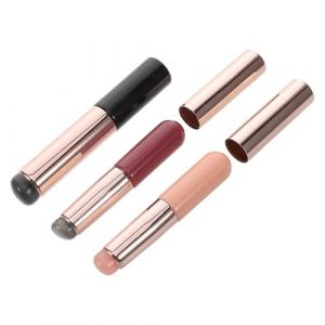 VILLCASE Ensemble de 3 Pinceaux Applicateurs &agrave; Ongles en Silicone Souple Couleurs Noir Marron Clair et Rose Outil Professionnel pour Poudre &agrave; Ongles et Nail Art Pr&eacute;cis Usage Personnel (Farrar Fae, neuf)