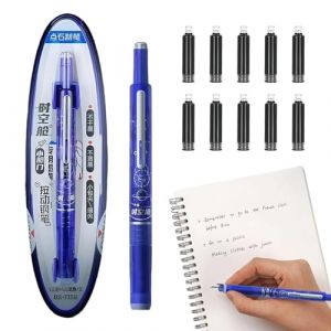 Rbleote Stylo Plume Retractable+10 Encres Noires,Pointe Ultra-Fine 0,38 mm Stylo Plume,Design Ergonomique,&Eacute;criture Fluide,Stylos-Plume pour L'&Eacute;criture et le Bureau (LAPTEANU STORE S.R.L., neuf)