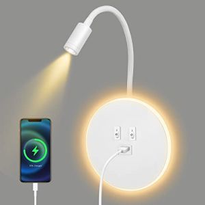 Lampe de Lecture à Col de Cygne à LED, Applique Murale, Lampe de Lecture de Chevet, Applique Murale de Chevet Réglable Avec Port de Charge USB et Interrupteur, Applique Murale de Couloir(White) (BANANA PEAKS LIMITED, neuf)