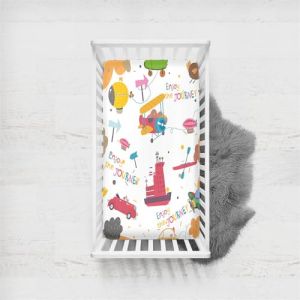Odot Drap Housse pour Lit Bébé à Motif Voiture Dessin Animé, Drap Housses Enfant en Microfibre Respirant, Protège Matelas élastique Compatible pour Berceau, Couffin, Nacelle (95x65cm,Avion) (Odot, neuf)