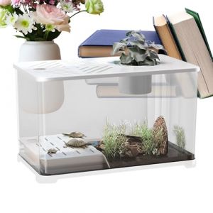 Aquarium &ndash; Aquarium rectangulaire en verre pour petits animaux de compagnie | Verre transparent avec couvercle amovible, pr&ecirc;t pour le filtre, habitat d&eacute;coratif d'int&eacute;rieur pour d&eacute;butants et amateurs (weilkm, neuf)