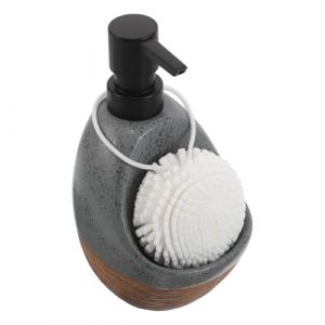 Cabilock Distributeur de Savonnette en C&eacute;ramique Gris Liquide Vaisselle avec Plateau Int&eacute;gr&eacute; Pompe de Pr&eacute;cision Flacon Pompe Polyvalent pour Lavabo et &Eacute;vier Cuisine Organiseur Salle de (Thomas Zack Yang, neuf)