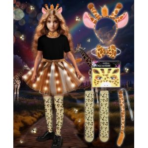 COYBTO D&eacute;guisement Tutu pour Filles, Ensemble de Costume Girafe Lumineux avec Oreilles de Girafe, Nez, Queue, Autocollants, Chaussettes, D&eacute;guisement pour No&euml;l Carnaval F&ecirc;te d'Anniversaire Cosplay (GAB GELH, neuf)
