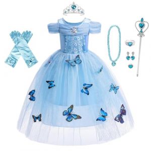 Lito Angels Deguisement Robe Princesse Cendrillon avec Accessories Enfant Fille, Anniversaire Fete Carnaval Halloween Costume, Taille 2 ans, Bleu (Lito Angels FR, neuf)