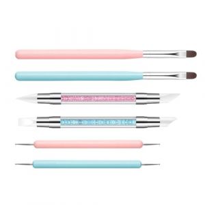 Outils pour Ongles en Silicone - 6 Pièces Stylo De Sculpture En Silicone Pour Design D'Ongles | Pinceau Liner À Double Pointe Pour Modelage Sculpture Gel, Kit De Manucure Pour La Gravure, Le Dessin Et (YihuoRiqie, neuf)