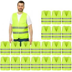 ROTKUSZ 20 Pi&egrave;ces Gilet Haute Visibilit&eacute;, Gilet de S&eacute;curit&eacute; R&eacute;fl&eacute;chissant, Gilet R&eacute;fl&eacute;chissant de Voiture pour Conducteur, Ouvrier (Promo Holding, neuf)