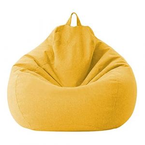 Highdi Enfants Peluche Sac Haricots Pouf Adultes Adolescents, Rangement de Jouets Stockage, Pouf Pliable Portable pour Fauteuil Déco Grande Fauteuil de Salon (100x120cm,Jaune) (Highdi, neuf)