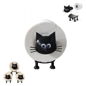 Porte-Papier Toilette Humoristique-Ensemble Porte-Papier Toilette pour étagère de Salle de Bain, Cadeau de Pendaison de crémaillère, décoration de Salle de Bain (Chat-Support Papier WC) (1) (Htianyi-eu, neuf)