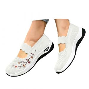 Basket Femme Ete, Antid&eacute;rapantes Confortable Orthop&eacute;dique Shoes Sans Lacet Chic Marche Basket Plateforme Ete Sport Chaussure, White, 39 (LiDeYuKN, neuf)