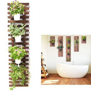 ShopLaLa Jardini&egrave;re murale en bois &agrave; suspendre pour plantes d'int&eacute;rieur et d'ext&eacute;rieur, jardin vertical, support mural pour plantes grasses, support pour pot de fleurs, cadre de suspension de 120 cm (FURONGHUA-FR, neuf)