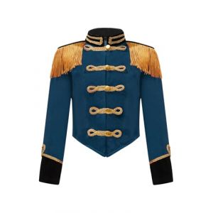Yruioon Fille Vêtements De Cirque Ringmaster Cosplay Veste Cirque Blousons Avec Tassel Pour Carnaval Fête Journée Soirée Thème Noël Dompteuse 3-16 Ans Paon bleu 7-8 ans (Yruioon, neuf)
